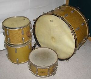 Vintage Slingerland Radio King 26" Bass Drum 14" 13" Tom, 14" Snare Gold Sparkle