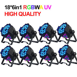 8pcs/lot RGBWA 18 led par64 disco stage lighting DJ par can for club LED light