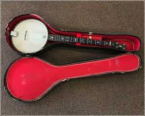 Antique Banjo - Open Back, MOP Inlaid Neck, 5 Strings w/ Case