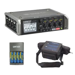 Zoom F4 Multitrack Field Recorder Kit with PCF-8 Protective Case, 4 AA Batteries