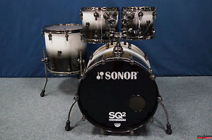 Sonor SQ2 Maple Shellset  -  "Black-White Sparkle Fade"  -  22,10,12,16"