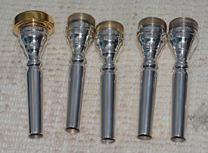 Vintage GIARDINELLI MEL BROILES Personal Trumpet mouthpiece set #3 rim, 5 undpts