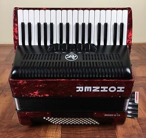 NEW Hohner BR72RD Bravo III Piano Accordion Red 72 Bass 34 keys