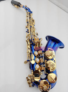 Blue Paint Professional High-Grade U-Shape B Flat Brass Soprano Saxophone #