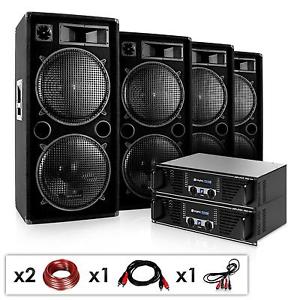 PACK DJ PA SONO COMPLET 4000W 4 ENCEINTES BOOMER 2 AMPLI MOSFET SUBWOOFER 8