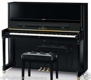 PIANO KAWAI K500 EBONY DEMO UPRIGHT NEW adj BENCH @ CarlingfordMUSIC