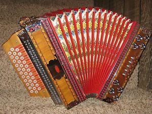 Melodija Menges Slovenian 1990s Model 3 Row Diatonic Button Box Accordion C,F,Bb