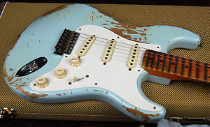 2016 Fender 1957 Heavy Relic Stratocaster Sonic Blue Handwound P/U's 7lbs 2oz