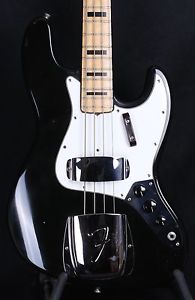 1972 Fender USA Jazz Bass, BLACK / MAPLE - "Geddy Lee" w/ OHSC!