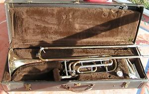 VINTAGE BACH STRADIVARIUS 36 B TROMBONE WITH  V/G HARD CASE ELKHART, IN. USA