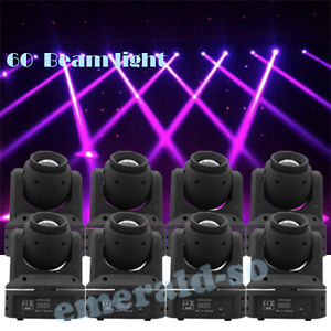8 Units 60W Beam Sharpy LED Moving Head Stage Light Disco DJ American Party