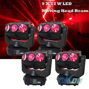 4 Units 9X12 W LED RGBW Moving Head Beam Stage Light DJ Club American