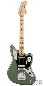 Fender American Professional Jaguar Guitar in Antique Olive W/Case - 0114012776