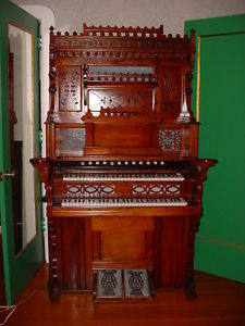 Antique  pump organ digitally converted w/2 keybeds 500  sounds