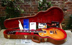✯Neck Repaired✯2015 GIBSON USA LES PAUL STANDARD 100th✯AMBER AAA FLAME✯MOP✯OHSC✯