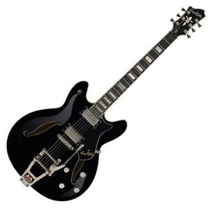 Hagstrom Tremar Viking Deluxe Semi-Hollow Body Electric Guitar - Black Gloss