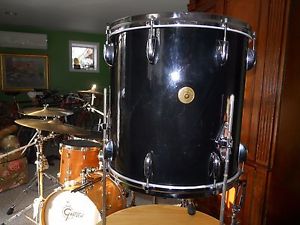 VINTAGE GRETSCH DRUM SET FLOOR TOM TOM 16 X 16 3 PLY MOLDED SHELL BLACK NITRON
