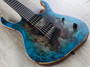Mayones Duvell Elite VF 7 Guitar 7-String V Frets Ebony Board Black Blue Burst