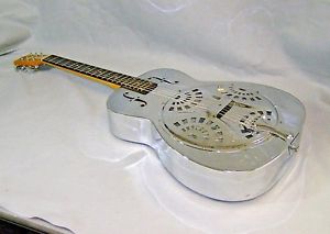 Vintage Dobro Resonator Guitar Metal Body Round Neck Johnny Winter Autographed