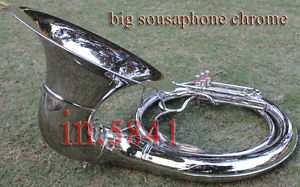 IN.5841 BB SOUSAPHONE-25-VALVE-BIGGEST-TUBA.MADE-OF-FULL-BRASS-W-CASE-CHROME-