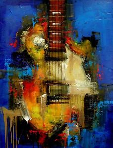 Les Paul - ART - Modern ORIGINAL Painting by SLazo – 30x40