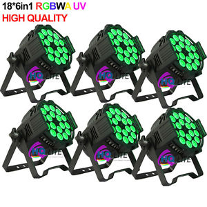 18LED 6IN1 RGBWA UV PAR64 led par can light DMX Stage Lighting for Disco Party