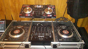 dj numark NV7's and 4 channel mixer and travel case with wheels. make offer