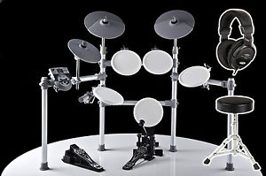 BATERIA ELECTRONICA E-DRUM MODULO SONIDO PEDALES AURICULARES TABURETE BAQUETAS