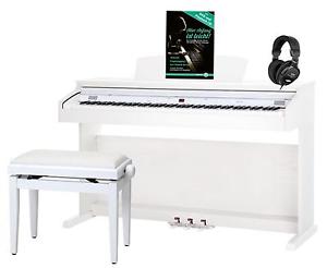 PIANO ELECTRICO 88 TECLAS TECLADO DIGITAL MIDI SET AURICULARES BANQUETA BLANCO