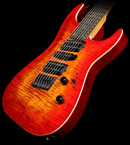 Lipe Virtuoso 7 Fanned Fret Curly Maple Seven String Electric Guitar Fireburst