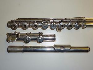 Antique Late 19 Cent.  BONNEVILLE PARIS Silver open hole flute