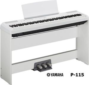 YAMAHA P115 W WHITE PIANO DIGITALE 88 TASTI PESATI + STAND L-85 PEDALIERA LP-5A