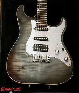 Schecter USA Custom Shop Sunset Custom Trans Black Flame Guitar NEW