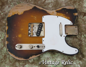 aged RELIC loaded nitro Telecaster body Alder Bareknuckle pups Fender strap b
