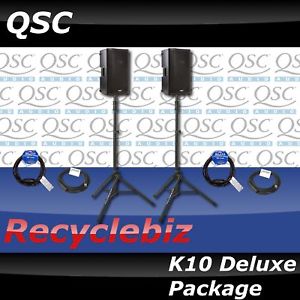 QSC K10 Deluxe Package! Includes Stands & Cables! TS100