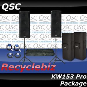 QSC KW153 Pro Package w Speakers Covers Cables & Stands w Bag Free US Shipping