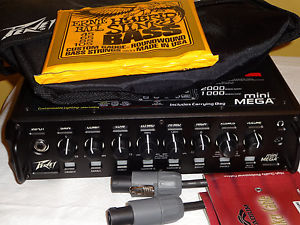 Peavey MiniMEGA Bass Amp Head,Carrying Bag,NEW speakon speaker cables, Strings