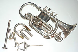 Collectible Antique matching Besson Prototype Cornet with extra pipes