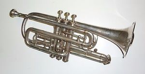 Vintage Buescher USA Silver plated Cornet with original mute & Case