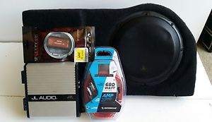 JL Audio Steathbox subwoofer 10" w JL Audio amp and cables complete set