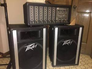 A Pair of Peavey 115H 400 Enclosures and Peavy XR 600-C mixer