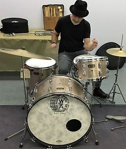 Walberg and Auge Drum Set 14x24, 8x12 16x14, Champagne Sparkle Vintage
