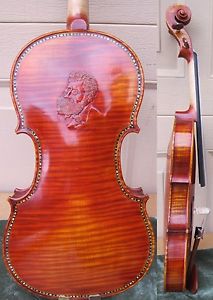 2004 , MARVELOUS EMBOSSED "BIZET" ONE PIECE BACK VIOLIN OUTFIT,  INLAY,  .