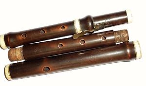 19th Cent. Beautiful single Keyed Bilton London stained boxwood flute