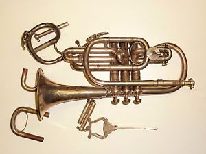 VINTAGE HAWKES & SONS CLIPPERTONE EXCELSIOR SONOROUS CLASS A CORNET Bb/A