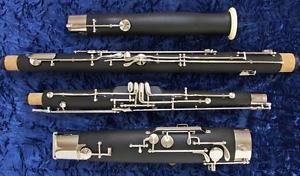 TOP Quality Black Short Reach Bassoon C Tone 2 Bocals Silver Key Leather Case