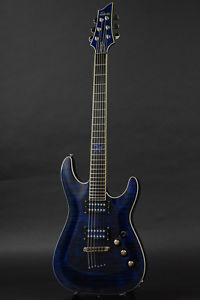SCHECTER AD-C-1-EXS See Through Blue Electric Guitar w/SoftCase Used #U094