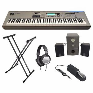 Yamaha MO8 88 Keyboard Bundle Double X Stand Headphones Sustain Pedal Speakers