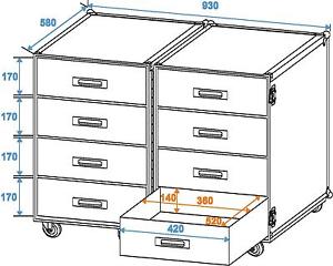 ROADINGER Universale roadie doppio cassetto DD-2