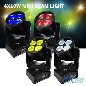 4Pcs! 4X10W MINI BEAM LIGHT Stage Light Moving Head DJ Disco Party American